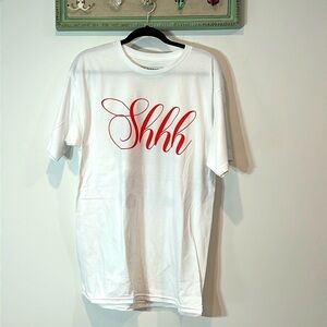 Shh barbwire red rose cash roll short sleeve graphic T-shirt white men large new